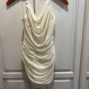 Klesis Elegant Cream Draped Dress with liner